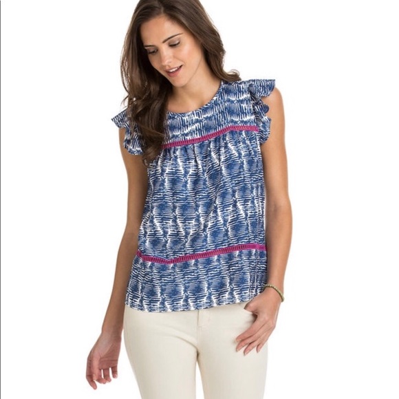 Vineyard Vines Tops - Vineyard Vines Watercolor Ruffle Sleeveless Top